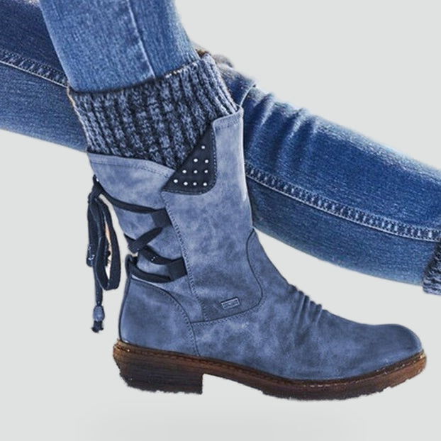 Women's Knit Cuff Lace Up Combat Boots