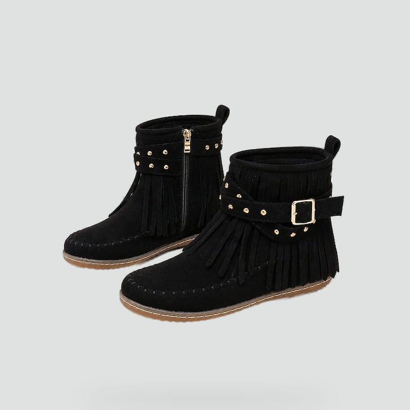 Women's Suede Fringe Moccasin Ankle Boots