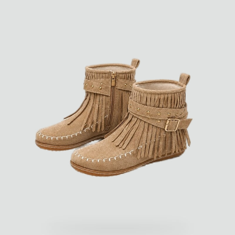 Women's Suede Fringe Moccasin Ankle Boots