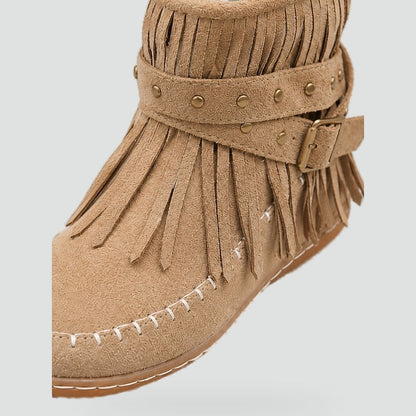 Women's Suede Fringe Moccasin Ankle Boots