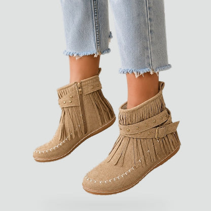 Women's Suede Fringe Moccasin Ankle Boots