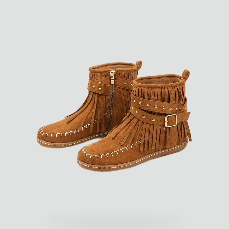 Women's Suede Fringe Moccasin Ankle Boots