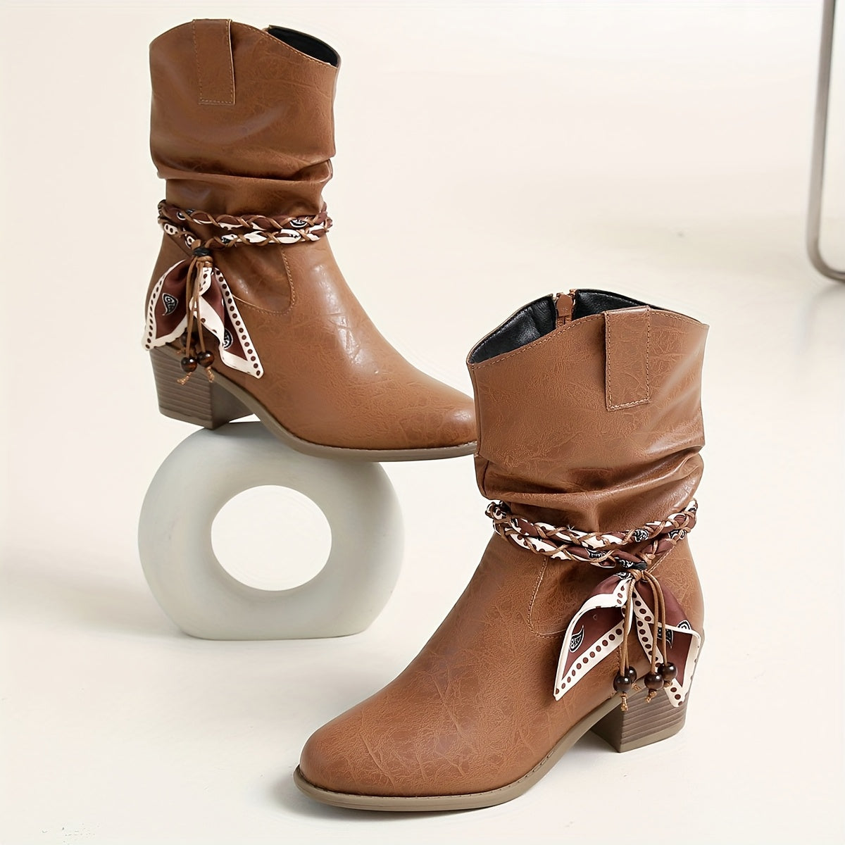 Women's Slouch Scarf Tie Cowboy Boots