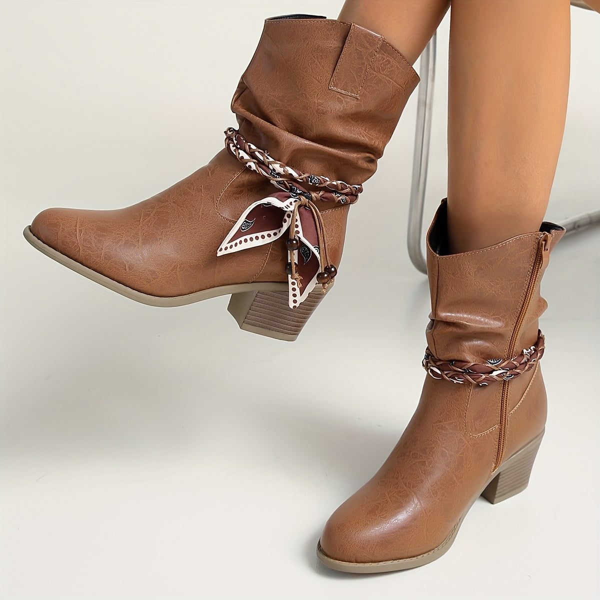Women's Slouch Scarf Tie Cowboy Boots