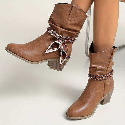 Women's Slouch Scarf Tie Cowboy Boots