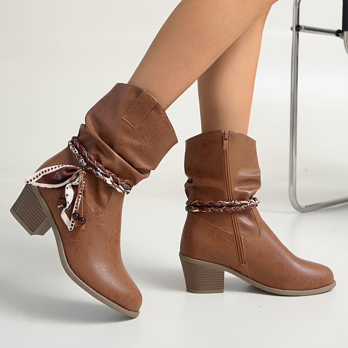 Women's Slouch Scarf Tie Cowboy Boots