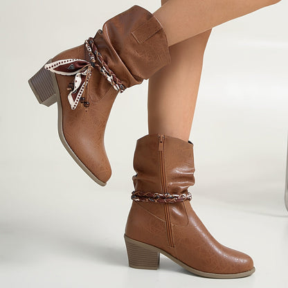 Women's Slouch Scarf Tie Cowboy Boots