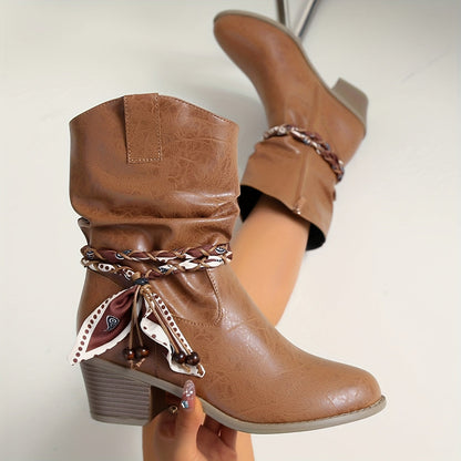Women's Slouch Scarf Tie Cowboy Boots