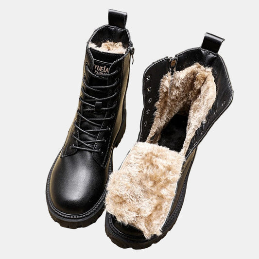 Women's Fur Lined Lace Up Combat Boots
