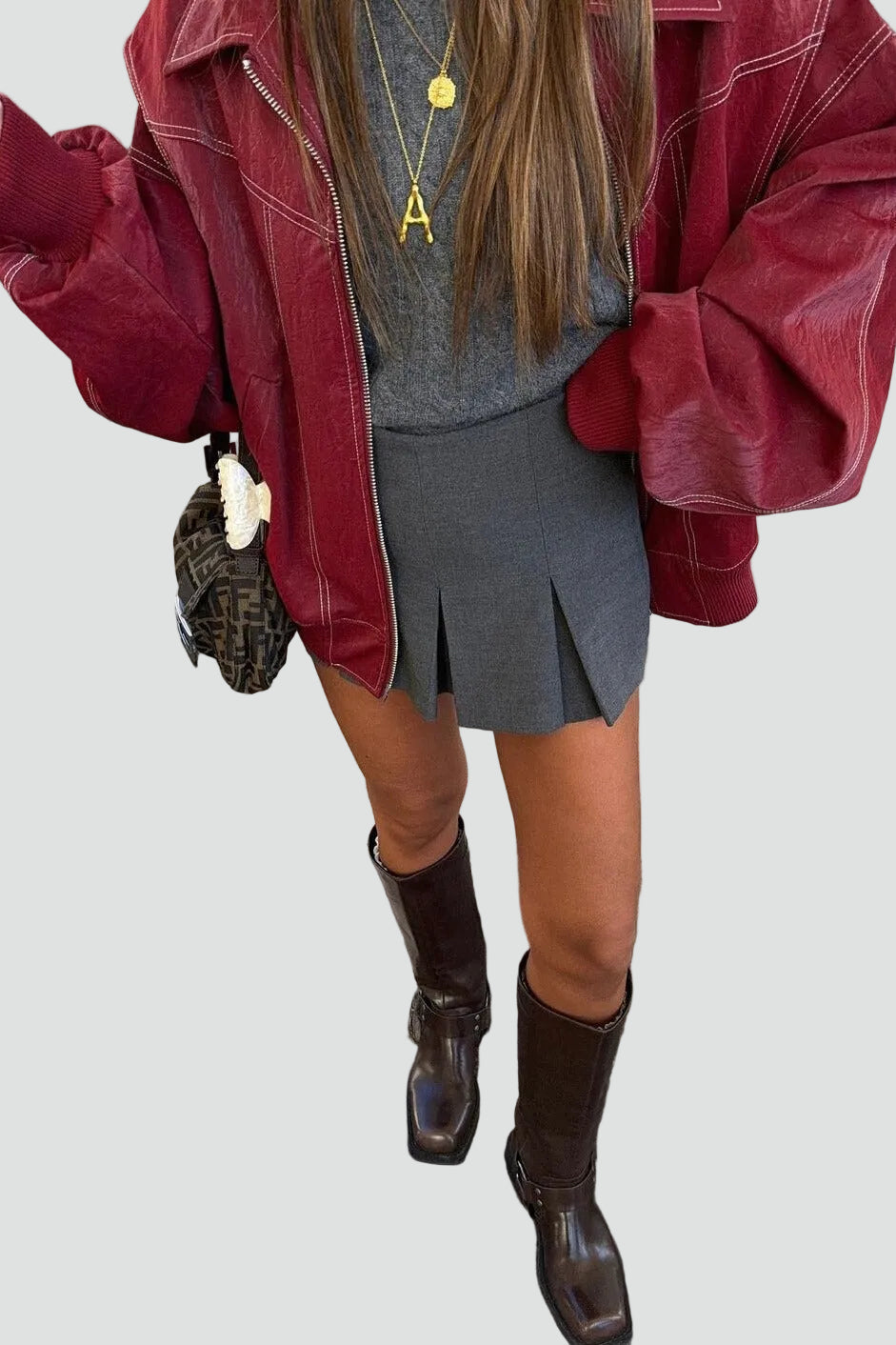 Women's Oversized Zip Front Pockets Bomber Jacket