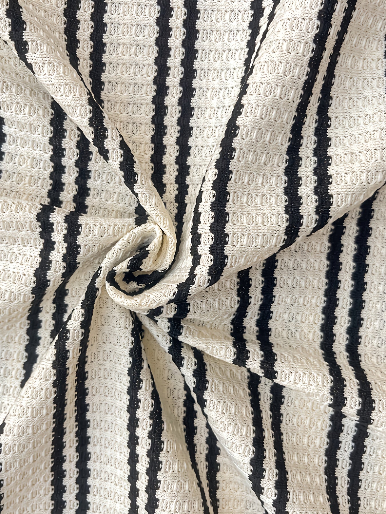 Comfortable Striped Cream Ribbed Knit Maternity Dress for Women with Crew Neck Short Sleeve Bodycon Side Slit Style