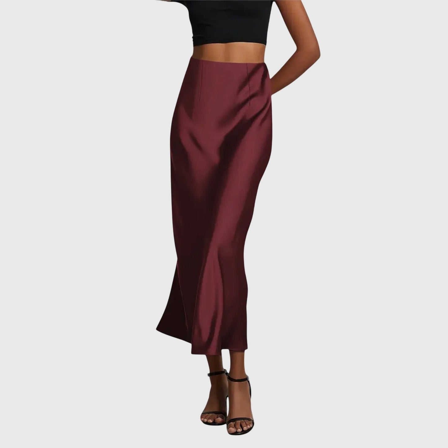 Effortless Satin Maxi Skirt for Women with High Waist Bias Cut Flowing Silky Style