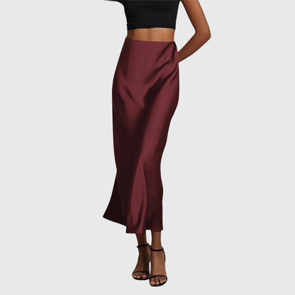 Effortless Satin Maxi Skirt for Women with High Waist Bias Cut Flowing Silky Style