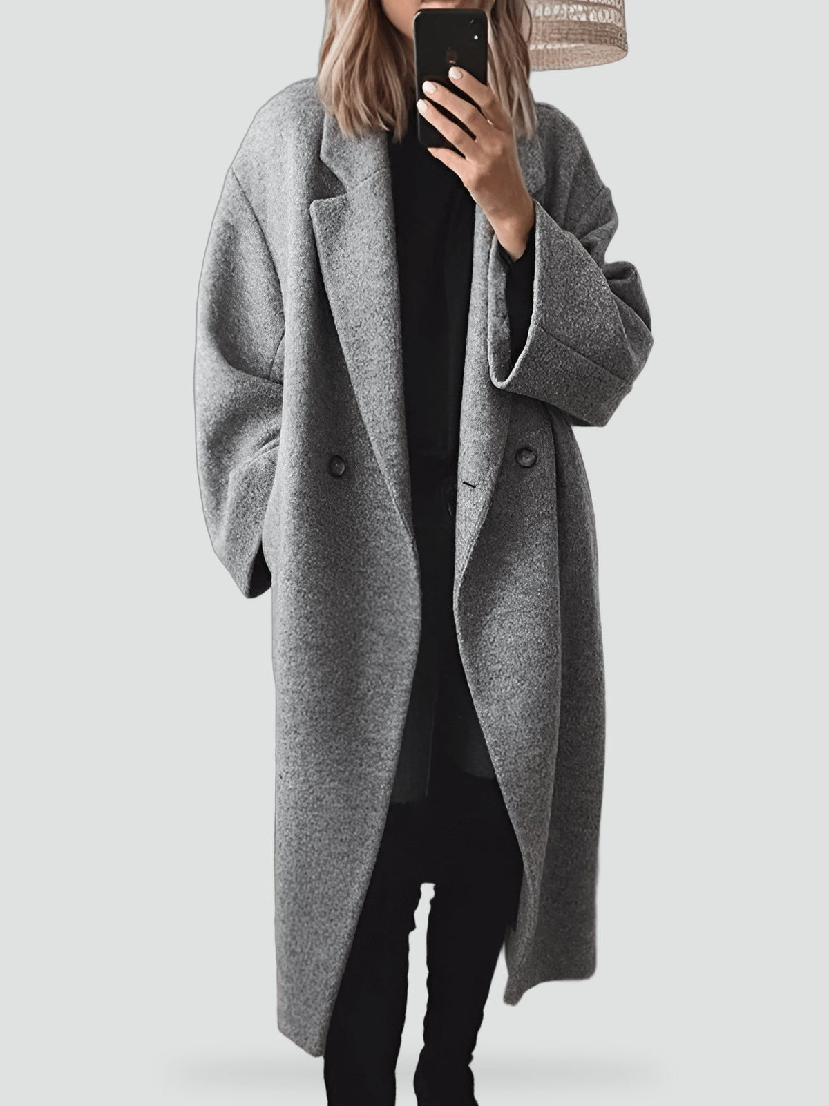 Women's Oversized Lapel Long Wool Coat