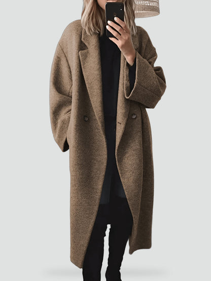 Women's Oversized Lapel Long Wool Coat
