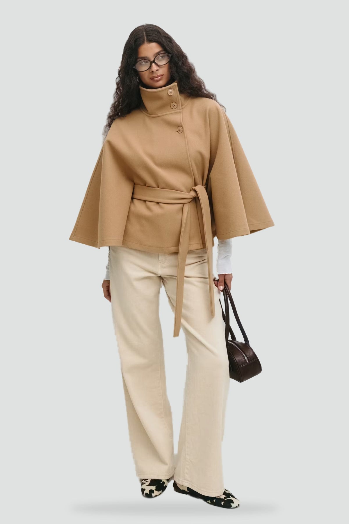 Women's Belted Notch Lapel Wool Coat