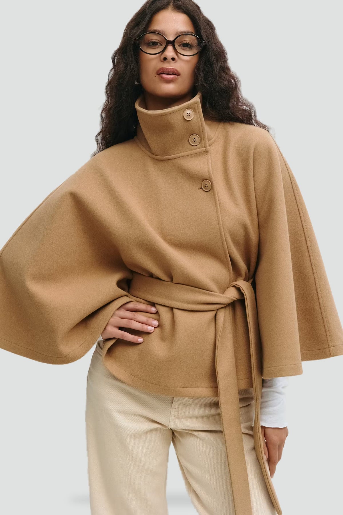 Women's Belted Notch Lapel Wool Coat