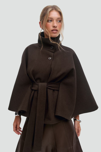 Women's Belted Notch Lapel Wool Coat
