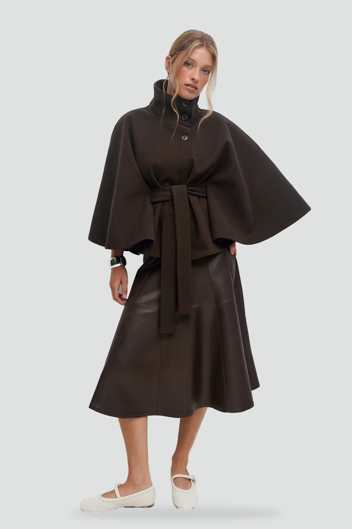 Women's Belted Notch Lapel Wool Coat