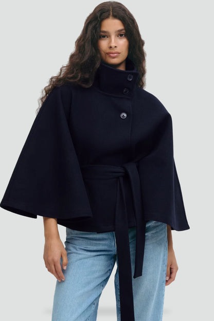 Women's Belted Notch Lapel Wool Coat