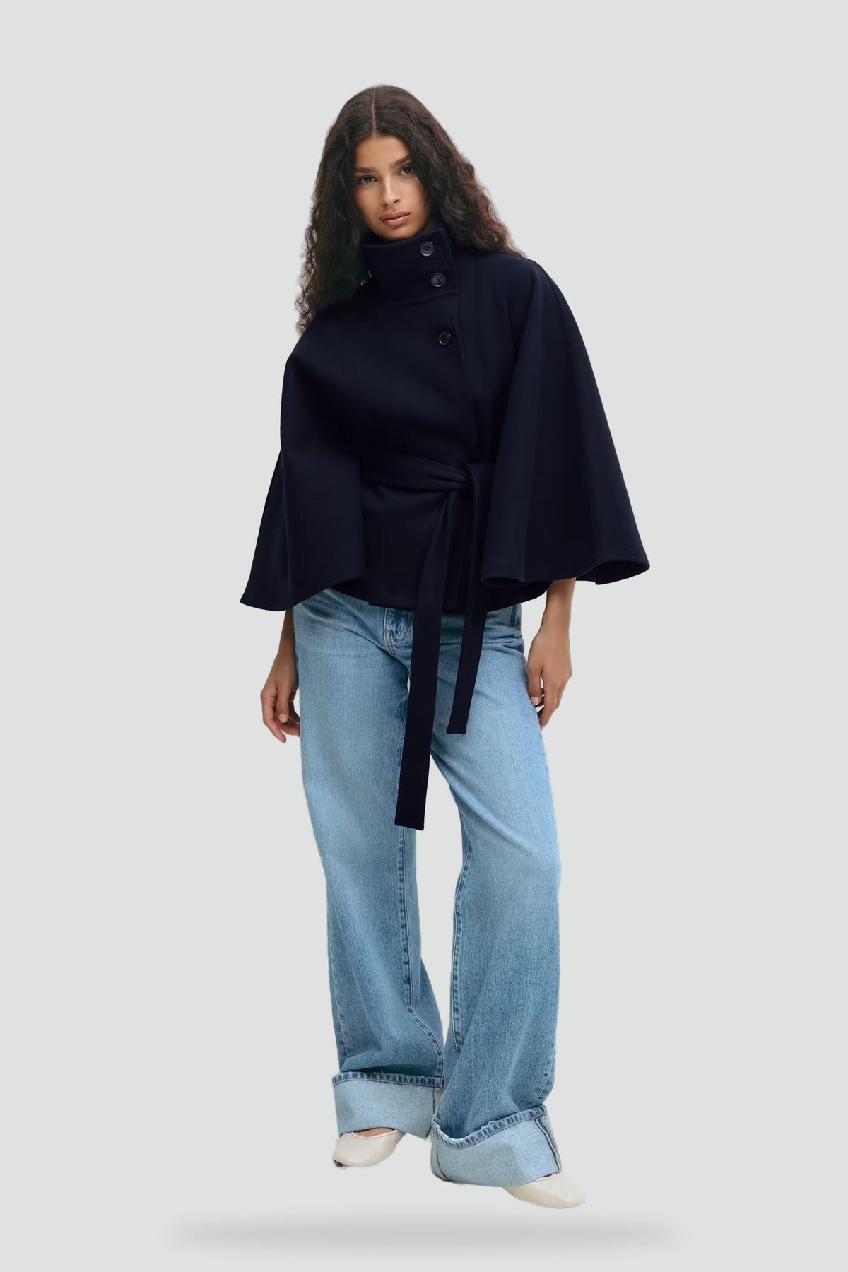 Women's Belted Notch Lapel Wool Coat