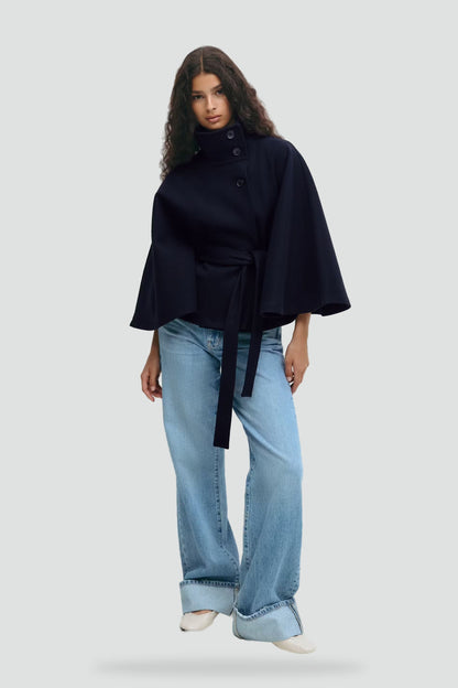 Women's Belted Notch Lapel Wool Coat