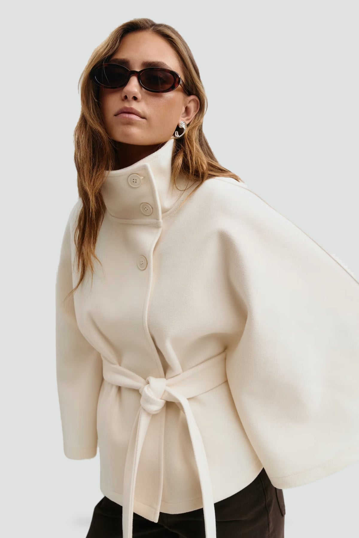 Women's Belted Notch Lapel Wool Coat