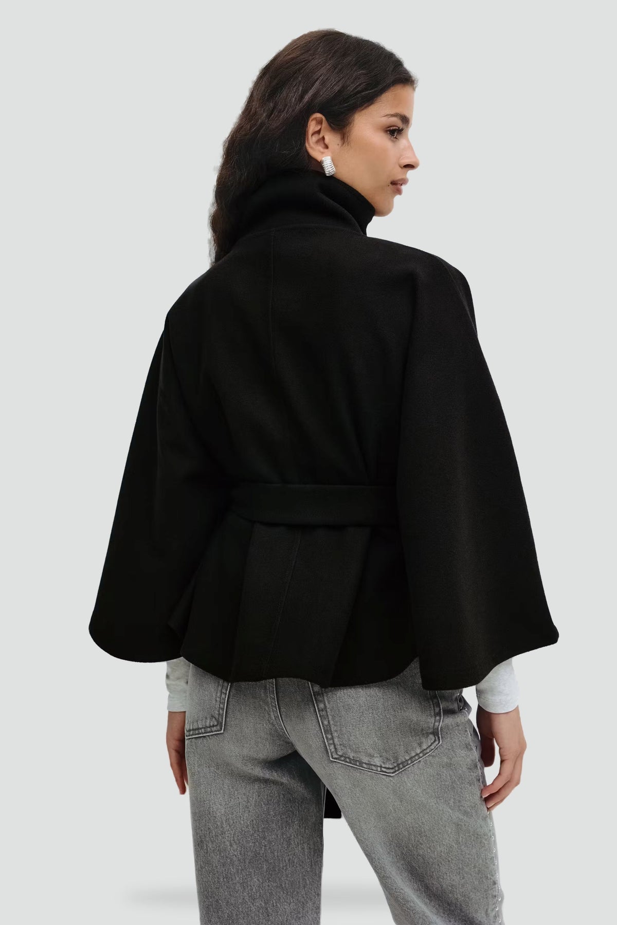 Women's Belted Notch Lapel Wool Coat