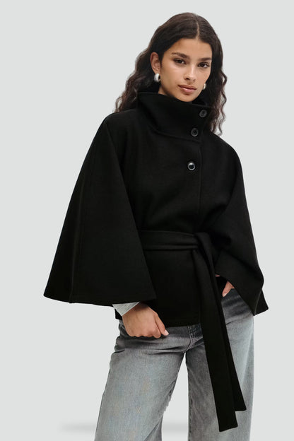 Women's Belted Notch Lapel Wool Coat
