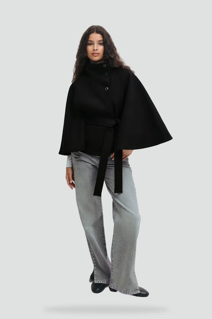 Women's Belted Notch Lapel Wool Coat