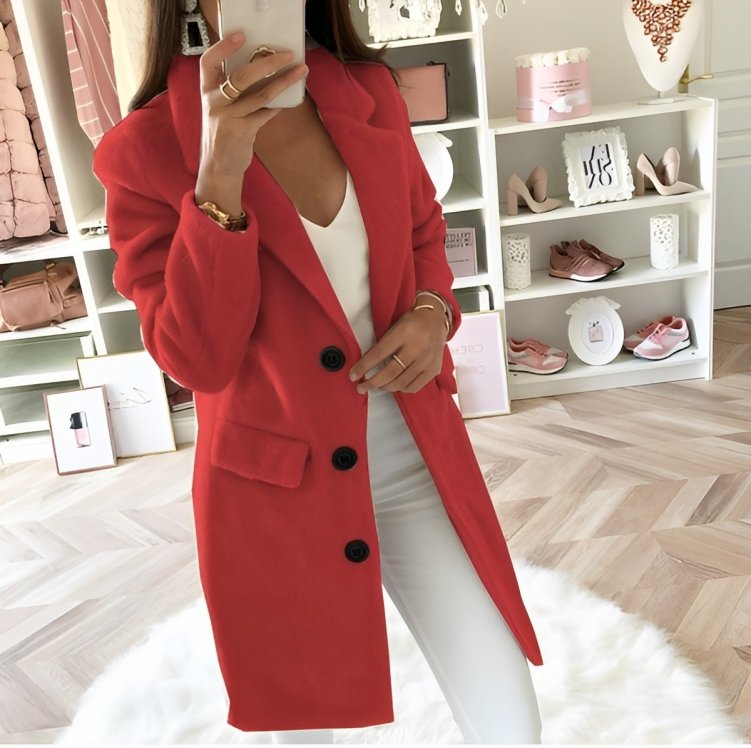 Women's Longline Notch Lapel Wool Coat