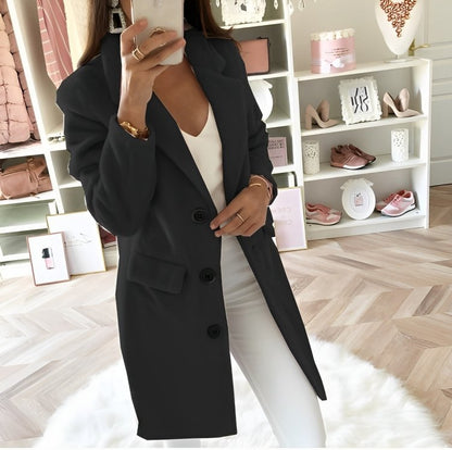 Women's Longline Notch Lapel Wool Coat