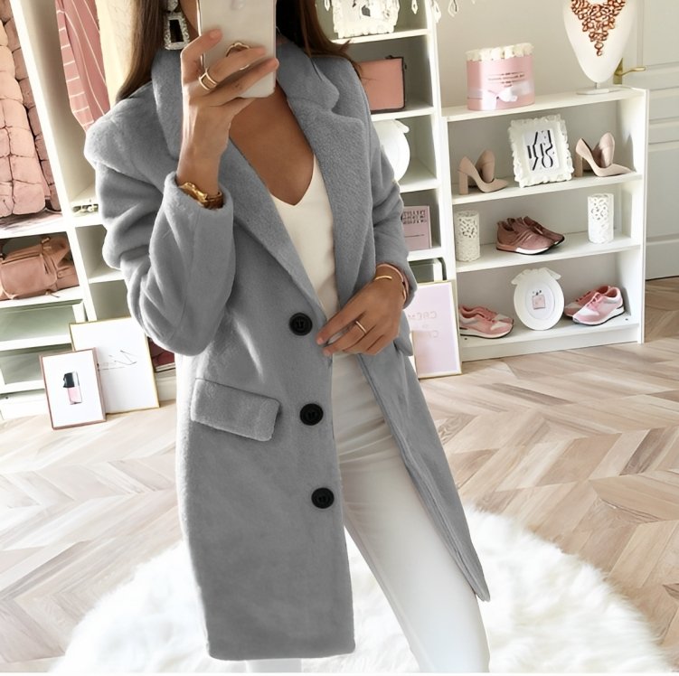 Women's Longline Notch Lapel Wool Coat