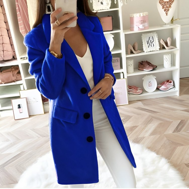 Women's Longline Notch Lapel Wool Coat