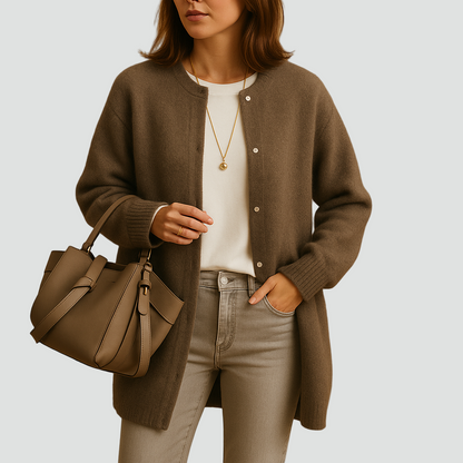 Women's Button Front Round Neck Cardigan