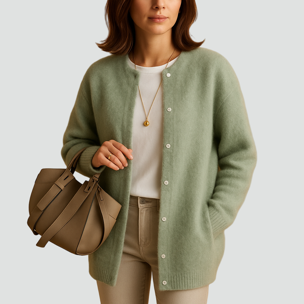 Women's Button Front Round Neck Cardigan