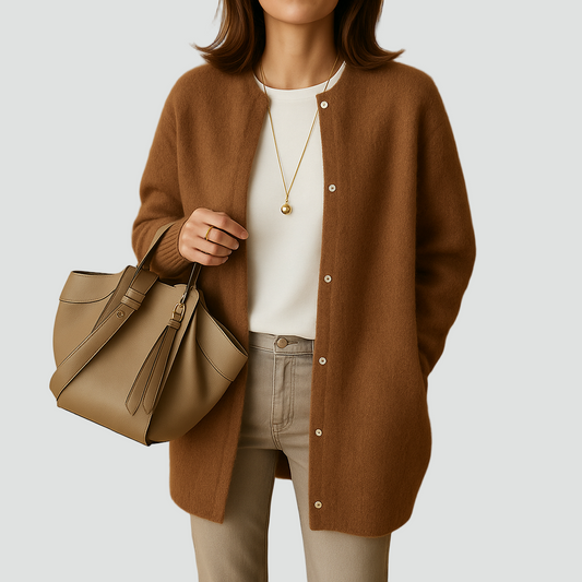 Women's Button Front Round Neck Cardigan