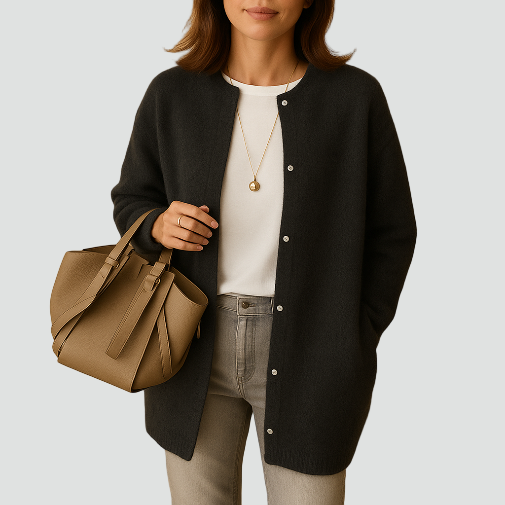 Women's Button Front Round Neck Cardigan