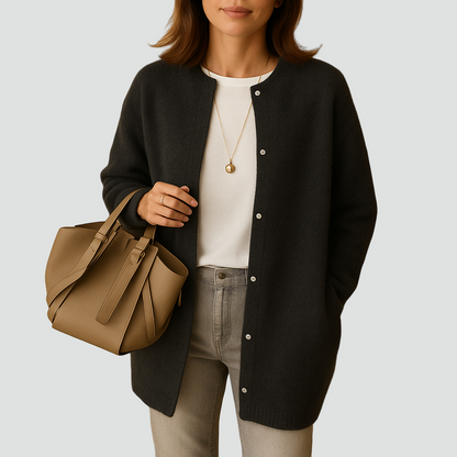 Women's Button Front Round Neck Cardigan