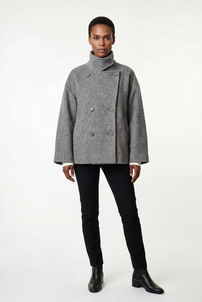 Women's Double Breasted Funnel Collar Pea Coat