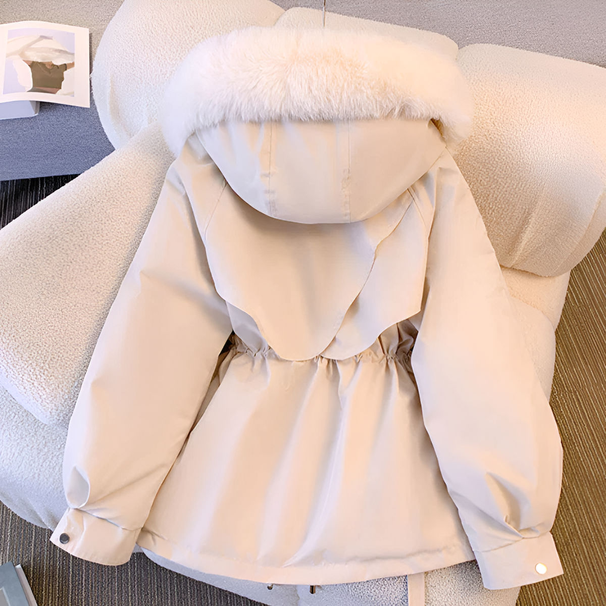 Women's Faux Fur Hood Drawstring Parka