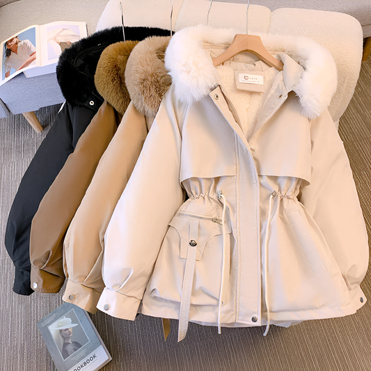 Women's Faux Fur Hood Drawstring Parka