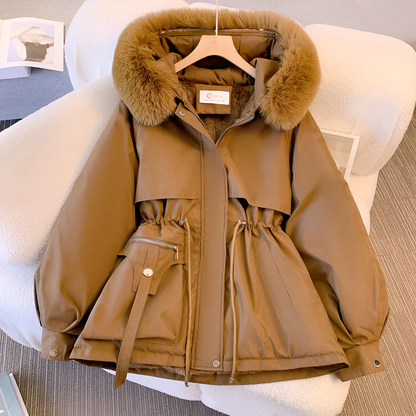 Women's Faux Fur Hood Drawstring Parka