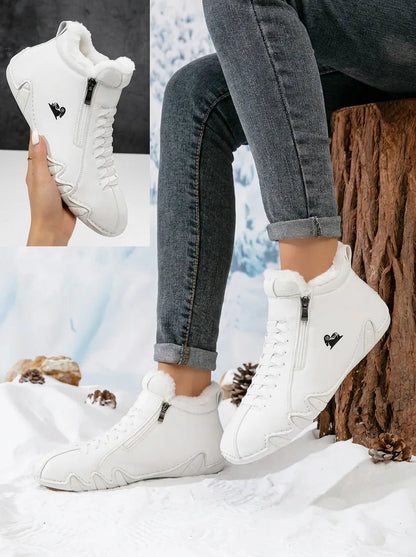 Women's Fur Cuff Lace Up Snow Boots