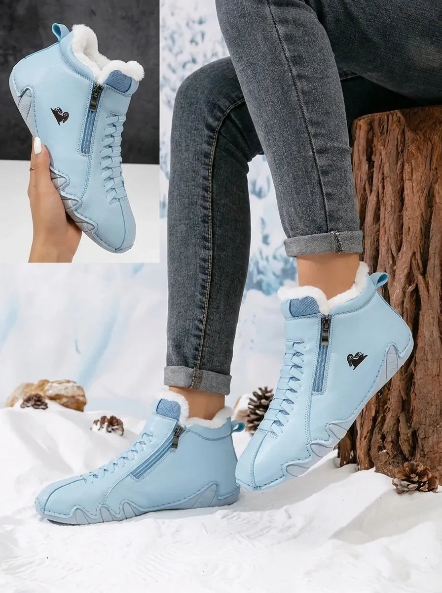 Women's Fur Cuff Lace Up Snow Boots