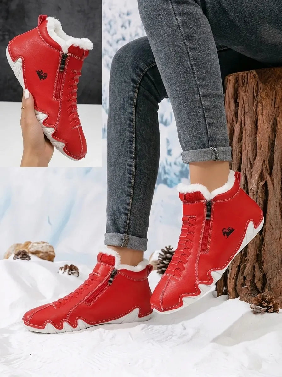 Women's Fur Cuff Lace Up Snow Boots