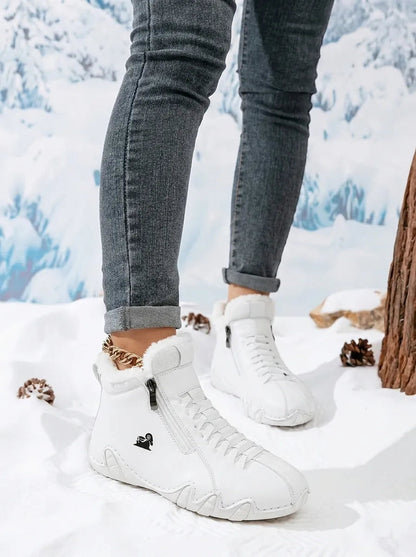 Women's Fur Cuff Lace Up Snow Boots