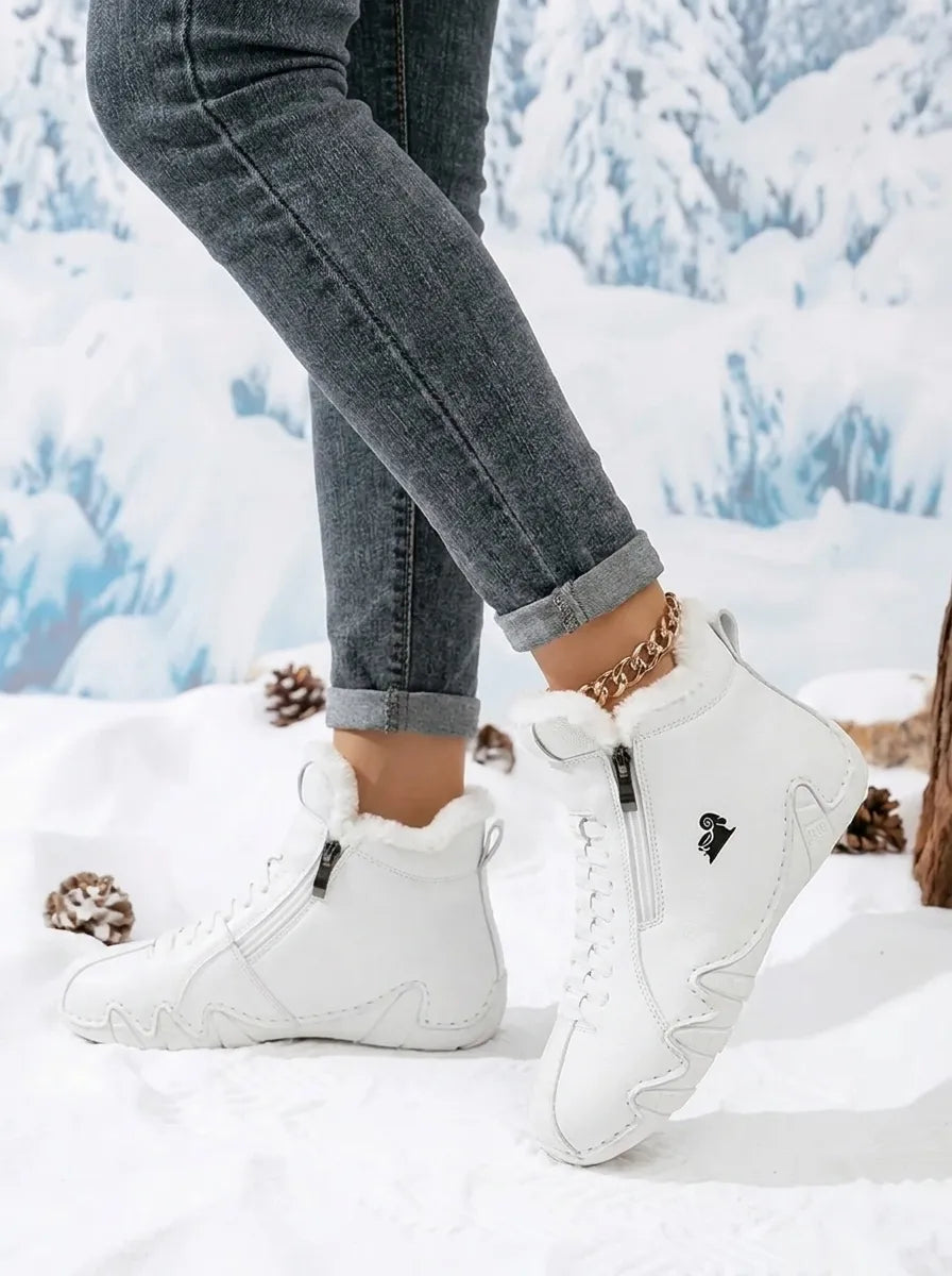 Women's Fur Cuff Lace Up Snow Boots