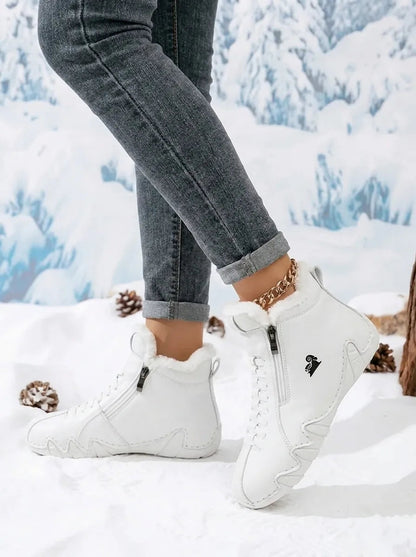 Women's Fur Cuff Lace Up Snow Boots