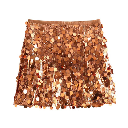 Elegant Sparkly Mini Skirt for Women with High Waist Sequin Bodycon Party Style
